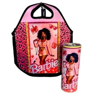 Custom made Barbie Lunch Tote and Tumbler Set